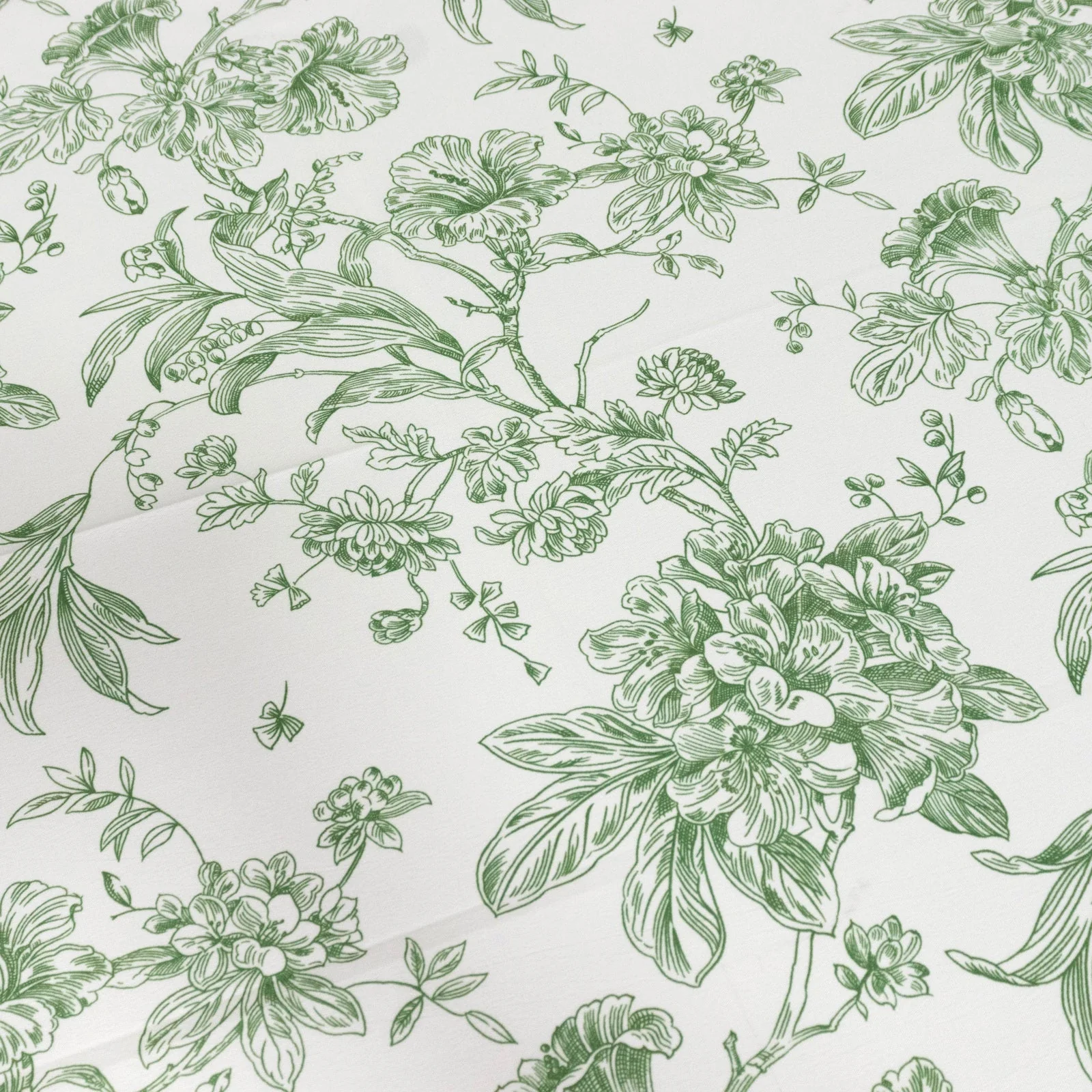 Polyester Rectangular Tablecloth 90"x132" White with Dusty Sage Green French Toile Pattern - Sophisticated Seamless Table Cover for Chic Weddings & Events - Image 6