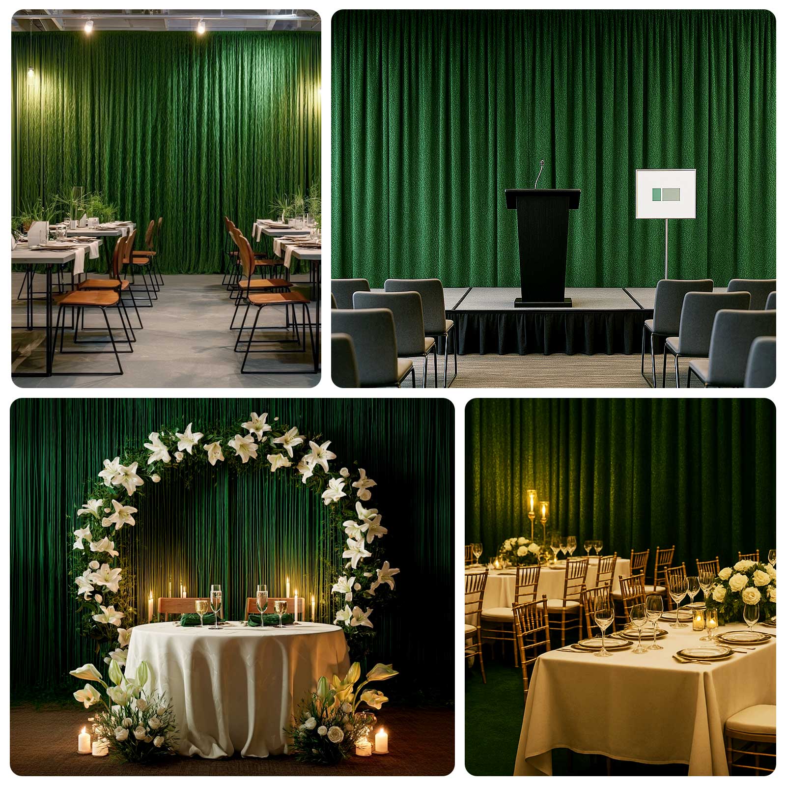 White Fringe Shag Polyester Backdrop Drape Curtain, Minky Fabric Event Divider Panel - 8ftx8ft - Image 5