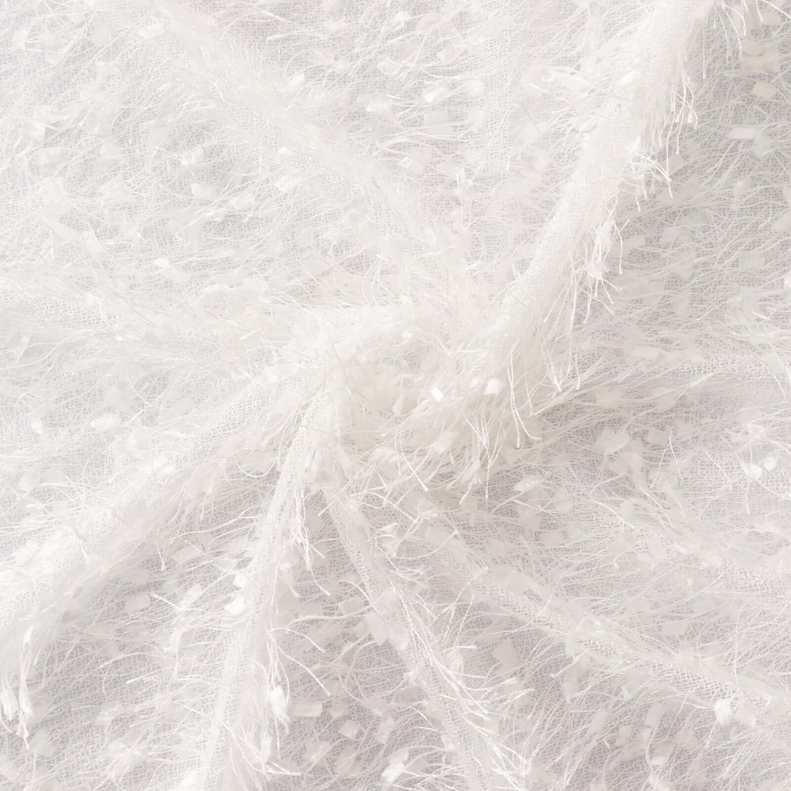 White Fringe Shag Polyester Backdrop Drape Curtain, Minky Fabric Event Divider Panel - 8ftx8ft - Image 8