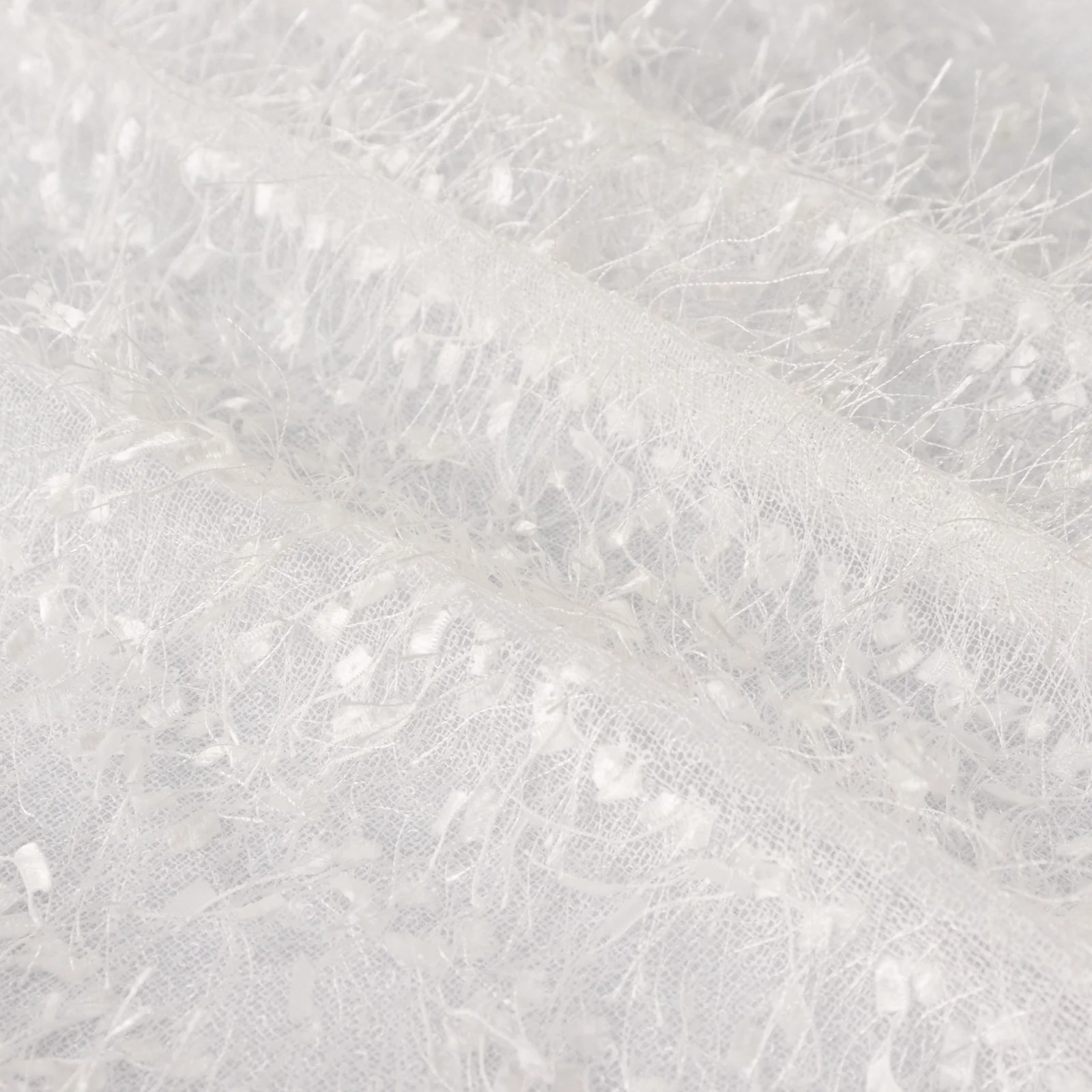 White Fringe Shag Polyester Backdrop Drape Curtain, Minky Fabric Event Divider Panel - 8ftx8ft - Image 9