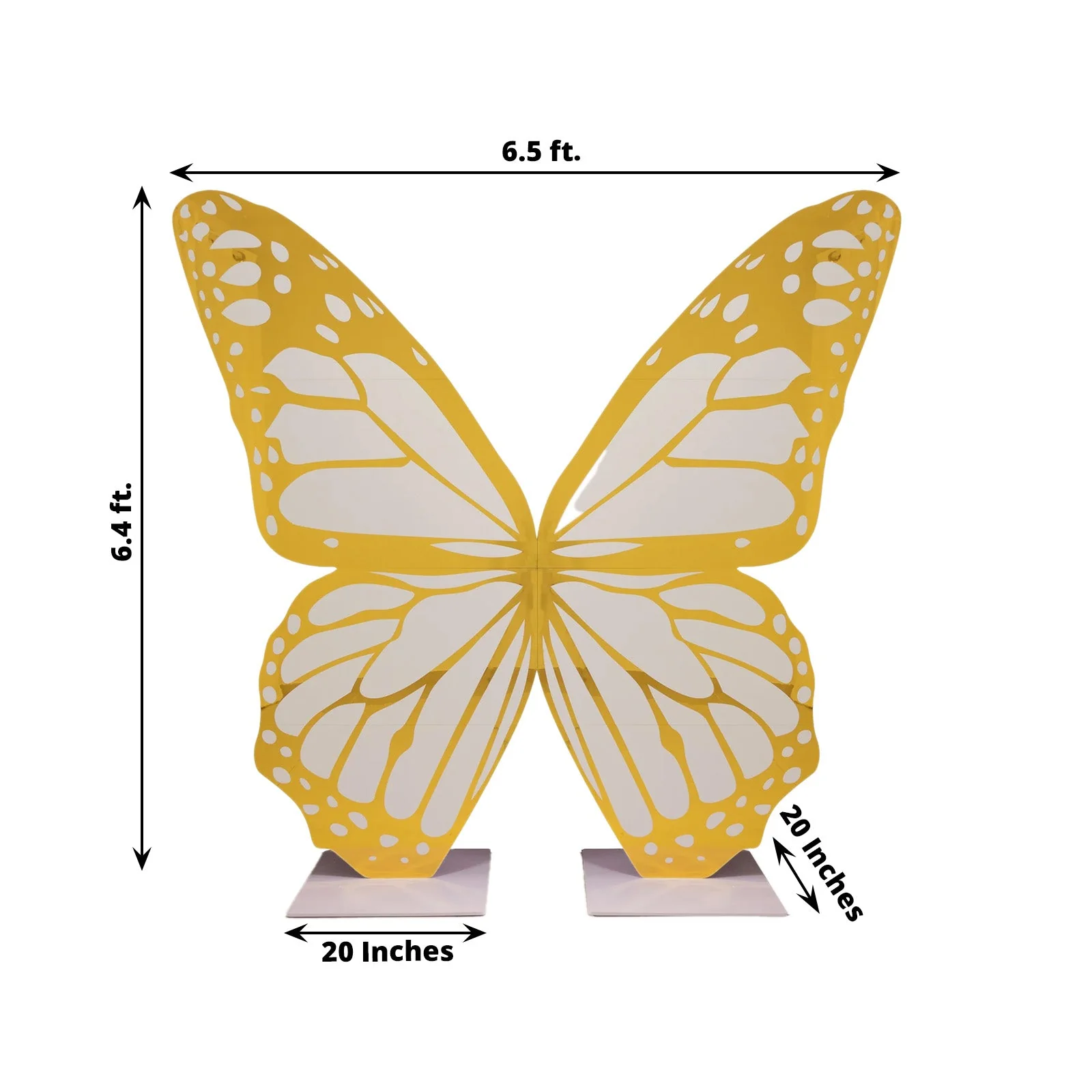 White Gold Giant Butterfly Photo Backdrop Stand, Free Standing Foamboard Monarch Butterfly Wings Party Props Decoration - 6.5ft - Image 3