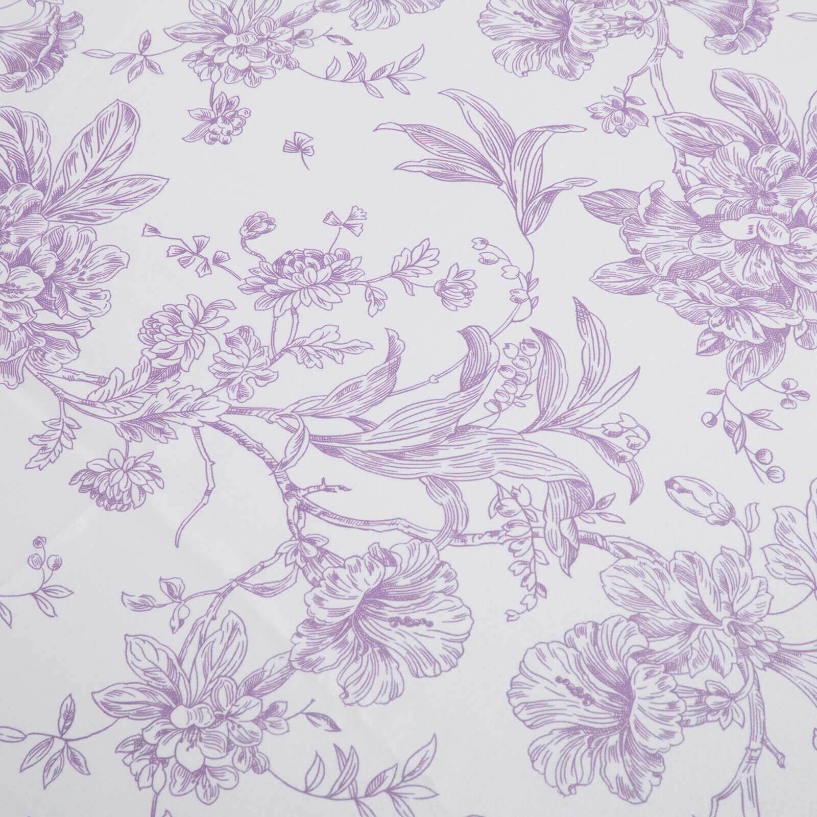 Polyester Rectangular Tablecloth 60"x102" White with Lavender Lilac French Toile Pattern - Sophisticated Table Cover for Chic Weddings & Events - Image 7