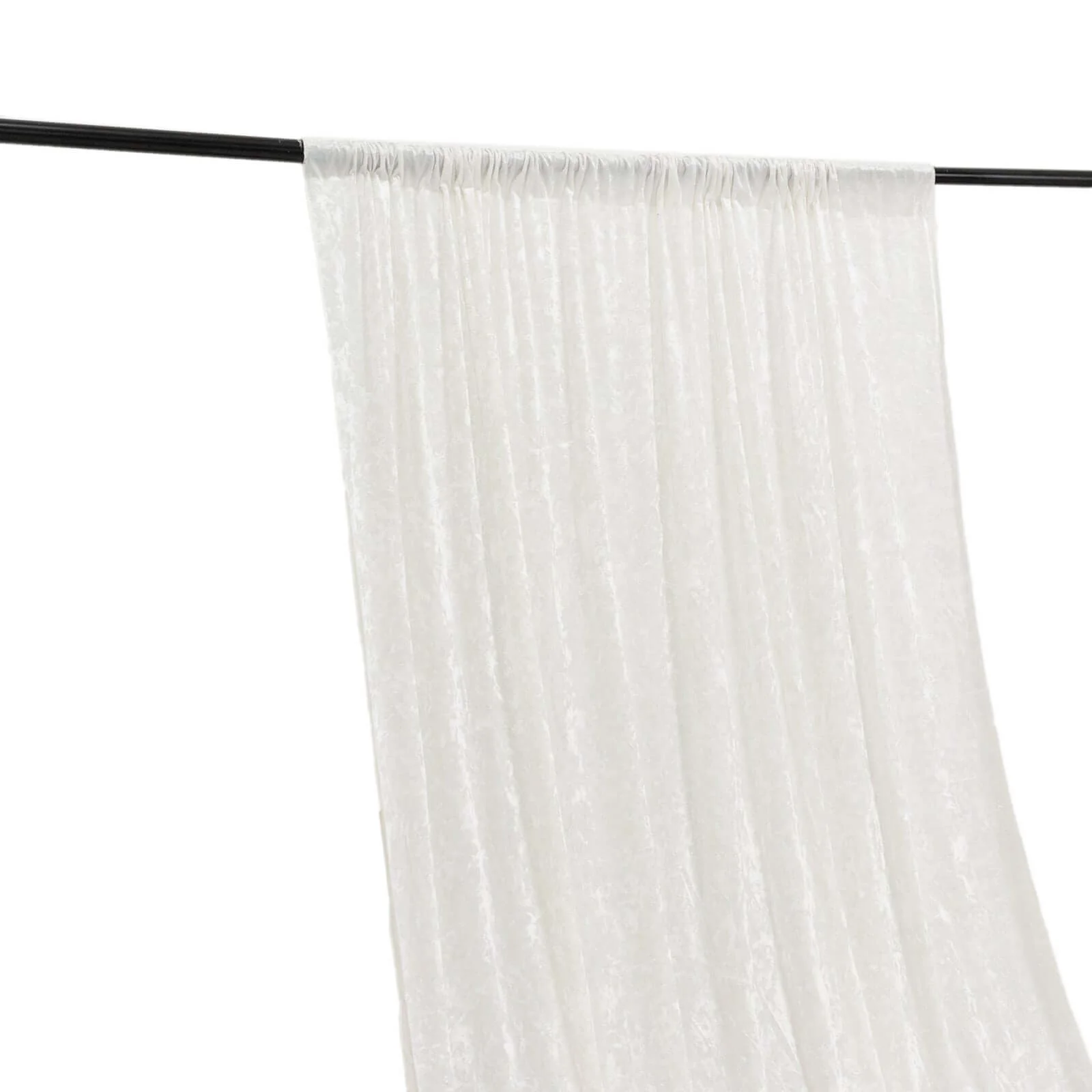 Crushed Velvet Backdrop Curtain – White 5ft x 12ft Event Drape with Rod Pocket, Privacy Panel for Photo Booths & Events