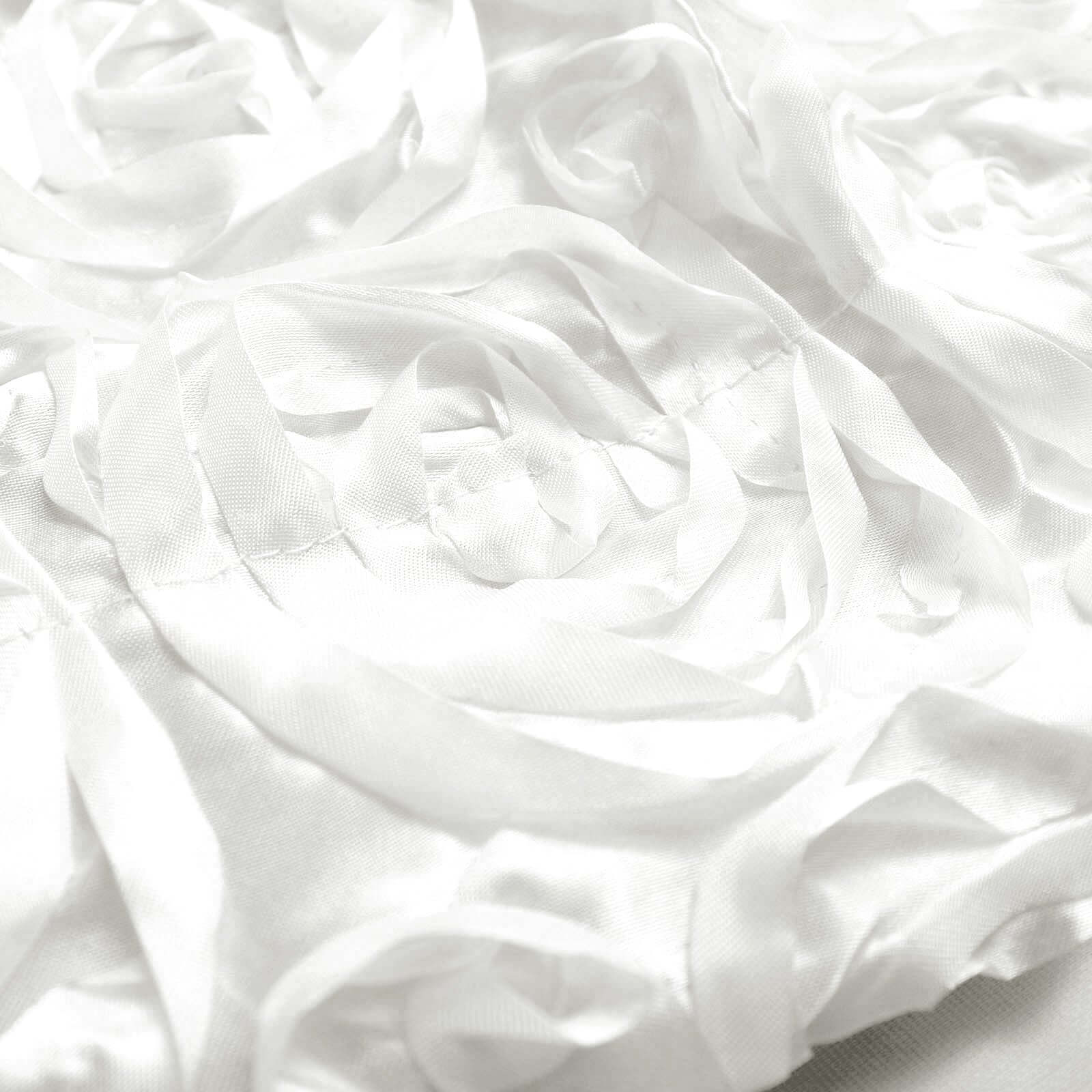 White Satin Rosette Backdrop Drape Curtain, Photo Booth Event Divider Panel - 8ftx8ft - Image 7