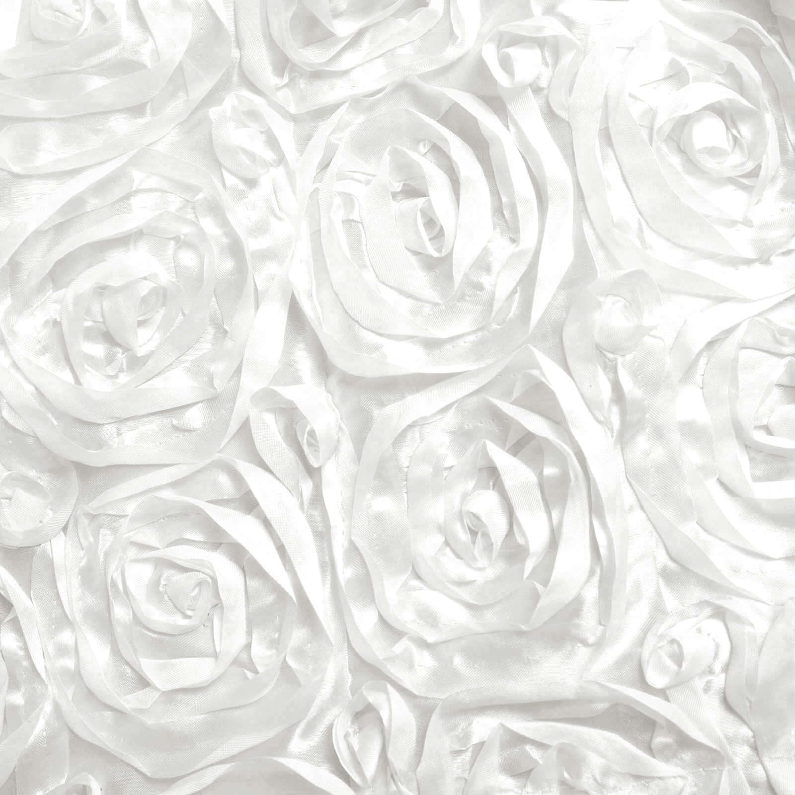 White Satin Rosette Backdrop Drape Curtain, Photo Booth Event Divider Panel - 8ftx8ft - Image 8