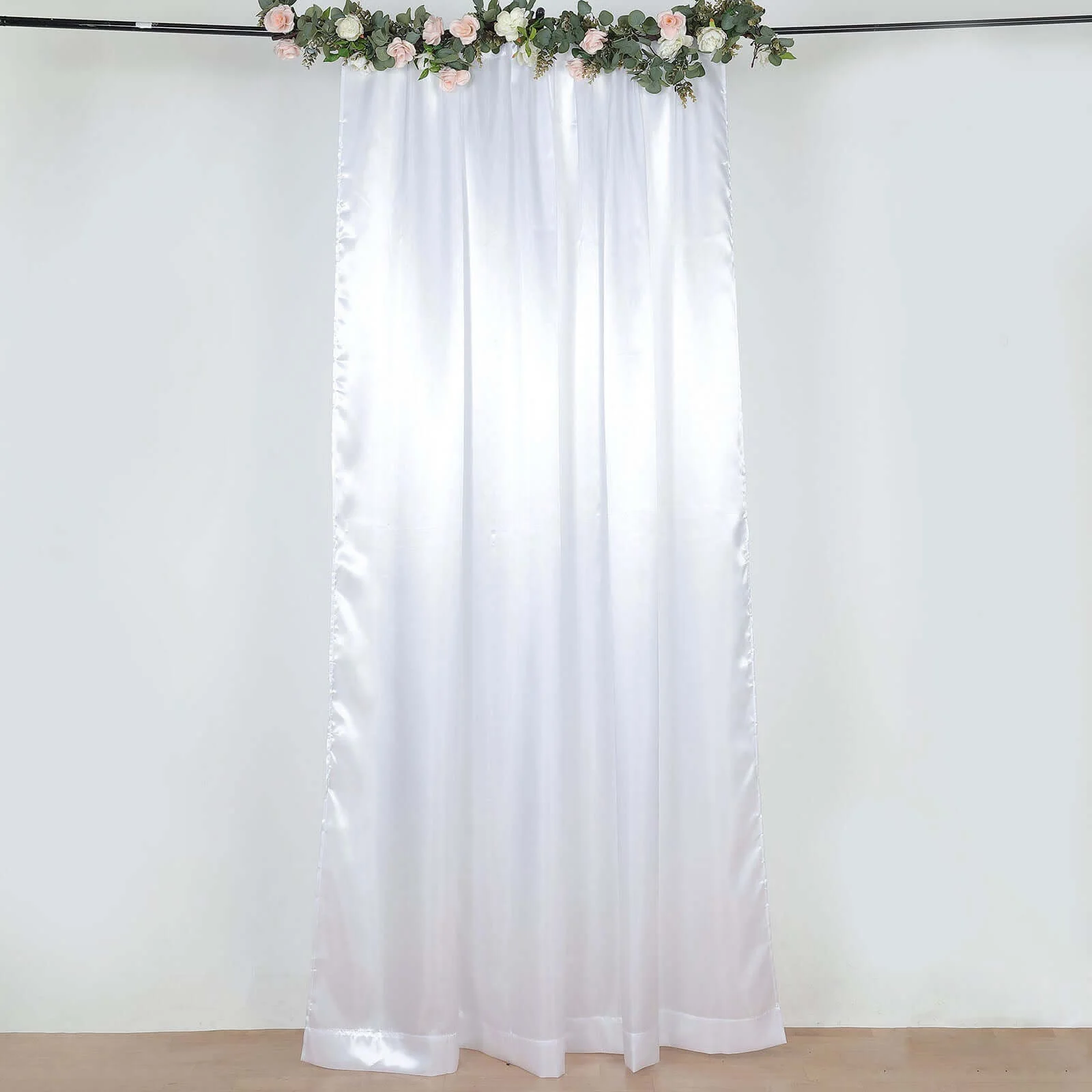 White Satin Backdrop Drape Curtain, Photo Booth Event Divider Panel - 8ftx10ft - Image 6