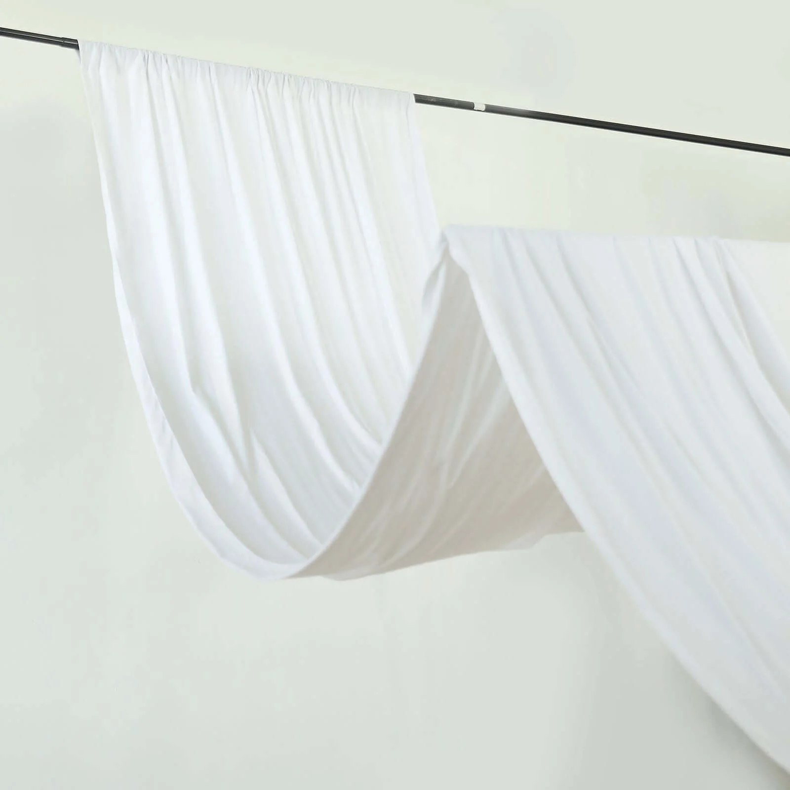White Scuba Polyester Ceiling/Curtain Draping Fabric, Commercial Grade Fire Retardant Wrinkle Free Backdrop Panel With Rod Pocket - 5ftx30ft - Image 2