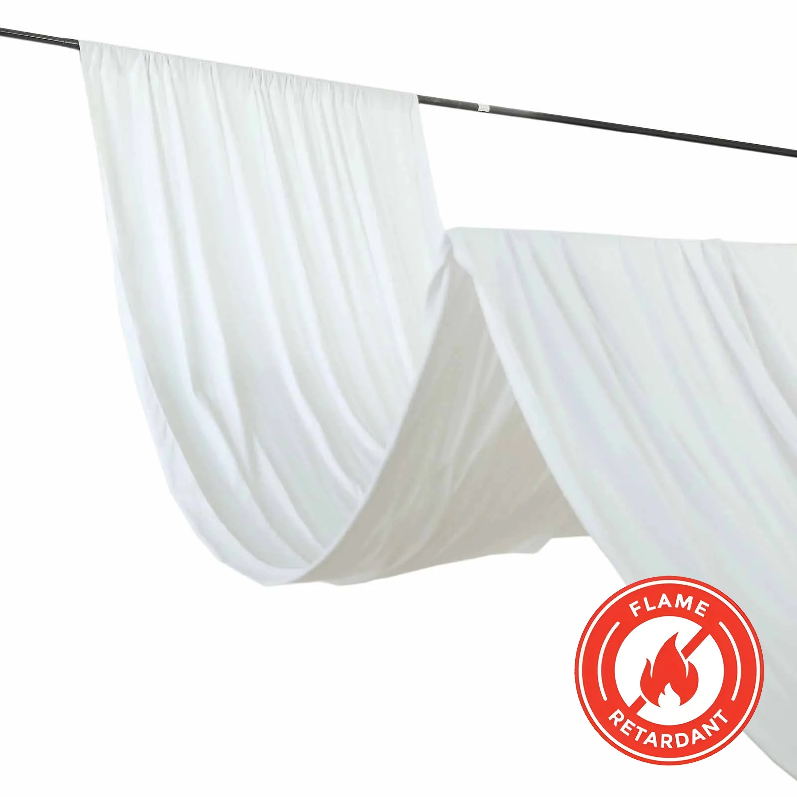 White Scuba Polyester Ceiling/Curtain Draping Fabric, Commercial Grade Fire Retardant Wrinkle Free Backdrop Panel With Rod Pocket - 5ftx30ft - Image 6
