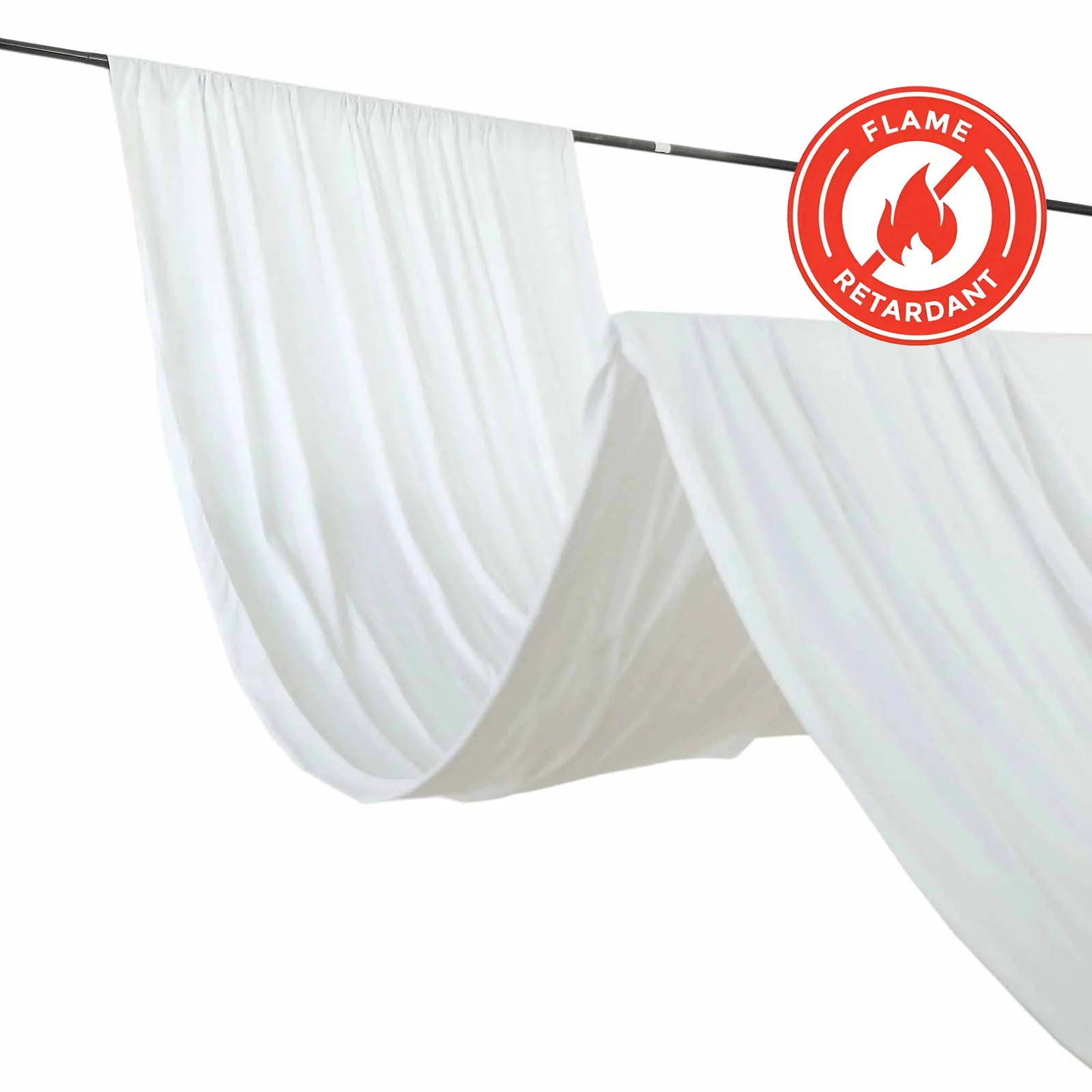 White Scuba Polyester Ceiling/Curtain Draping Fabric, Commercial Grade Fire Retardant Wrinkle Free Backdrop Panel With Rod Pocket - 5ftx40ft - Image 6