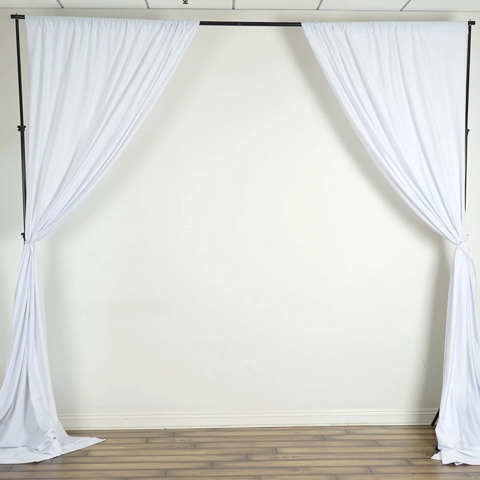 2 Pack 5ftx10ft White Scuba Polyester Backdrop Drape Curtains, Durable Flame Resistant Event Divider Panels Wrinkle Free With Rod Pockets - Image 5
