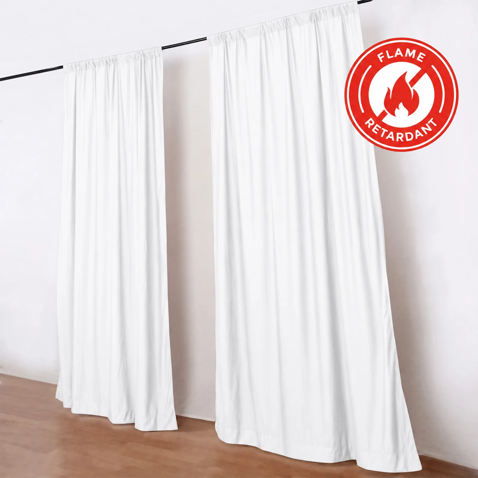 2 Pack 5ftx10ft White Scuba Polyester Backdrop Drape Curtains, Durable Flame Resistant Event Divider Panels Wrinkle Free With Rod Pockets - Image 6