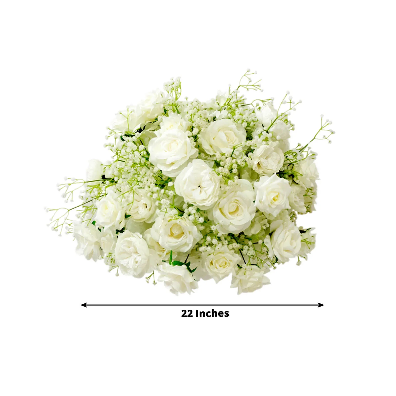 Pre-Arranged Silk Floral Centerpiece in White, 22" Artificial Rose Flower Ball Bouquet for Event, Wedding - Image 3
