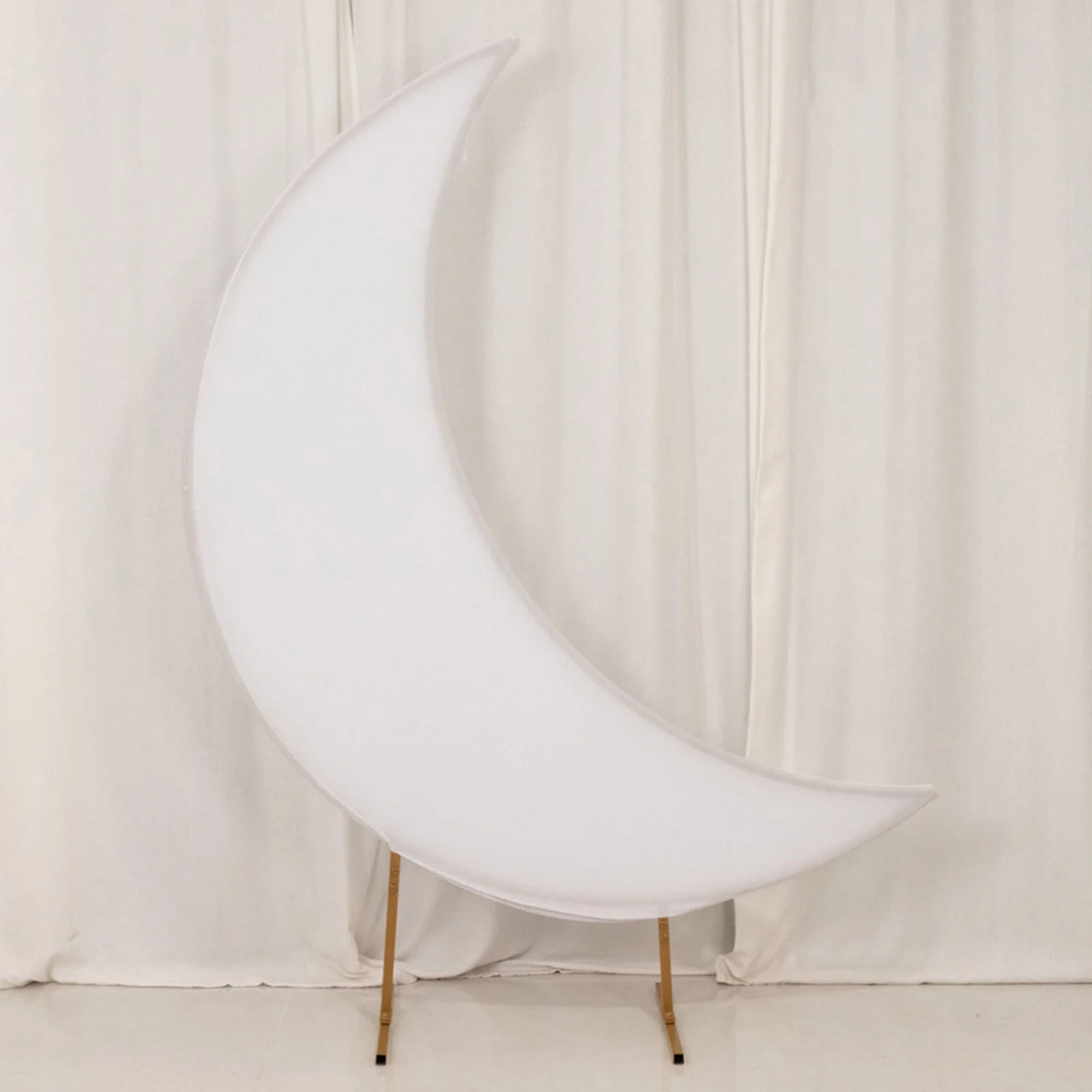 White Spandex Crescent Moon Wedding Arch Cover, Custom Stretch Fitted Chiara Backdrop Stand Cover - 6.5ft - Image 6