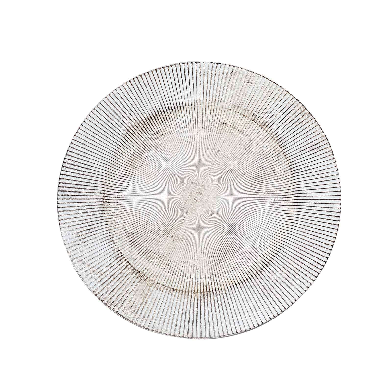 6-Pack Faux Wood Charger Plates 13" Round White Washed Embossed Sunray Pattern - Chic Plastic Decorative Chargers - Image 7