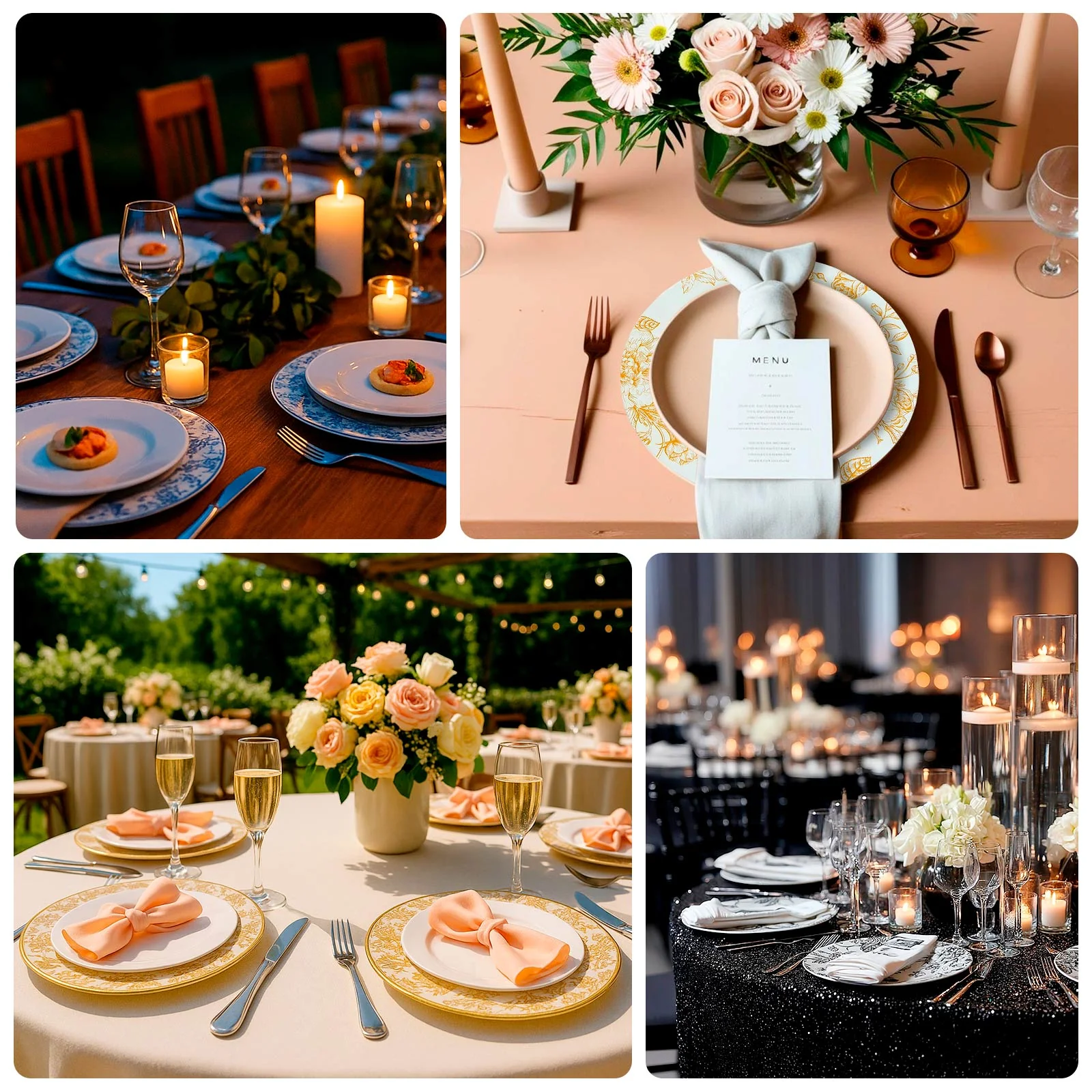 6-Pack Acrylic Charger Plates 13" Round White with Gold Floral French Toile Pattern - Decorative Dinner Party Charger Tableware - Image 4