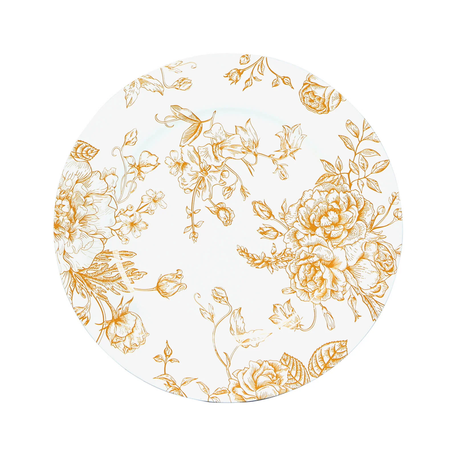 6-Pack Acrylic Charger Plates 13" Round White with Gold Floral French Toile Pattern - Decorative Dinner Party Charger Tableware - Image 5