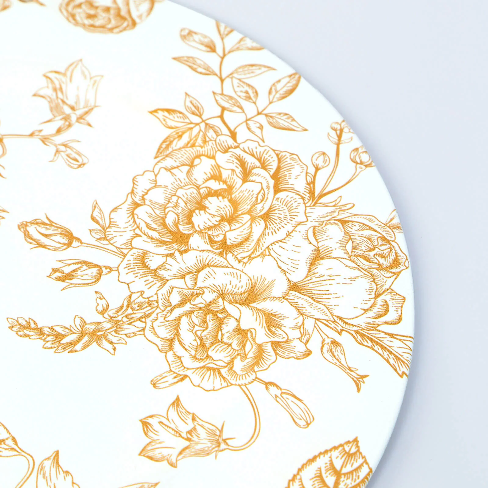 6-Pack Acrylic Charger Plates 13" Round White with Gold Floral French Toile Pattern - Decorative Dinner Party Charger Tableware - Image 6