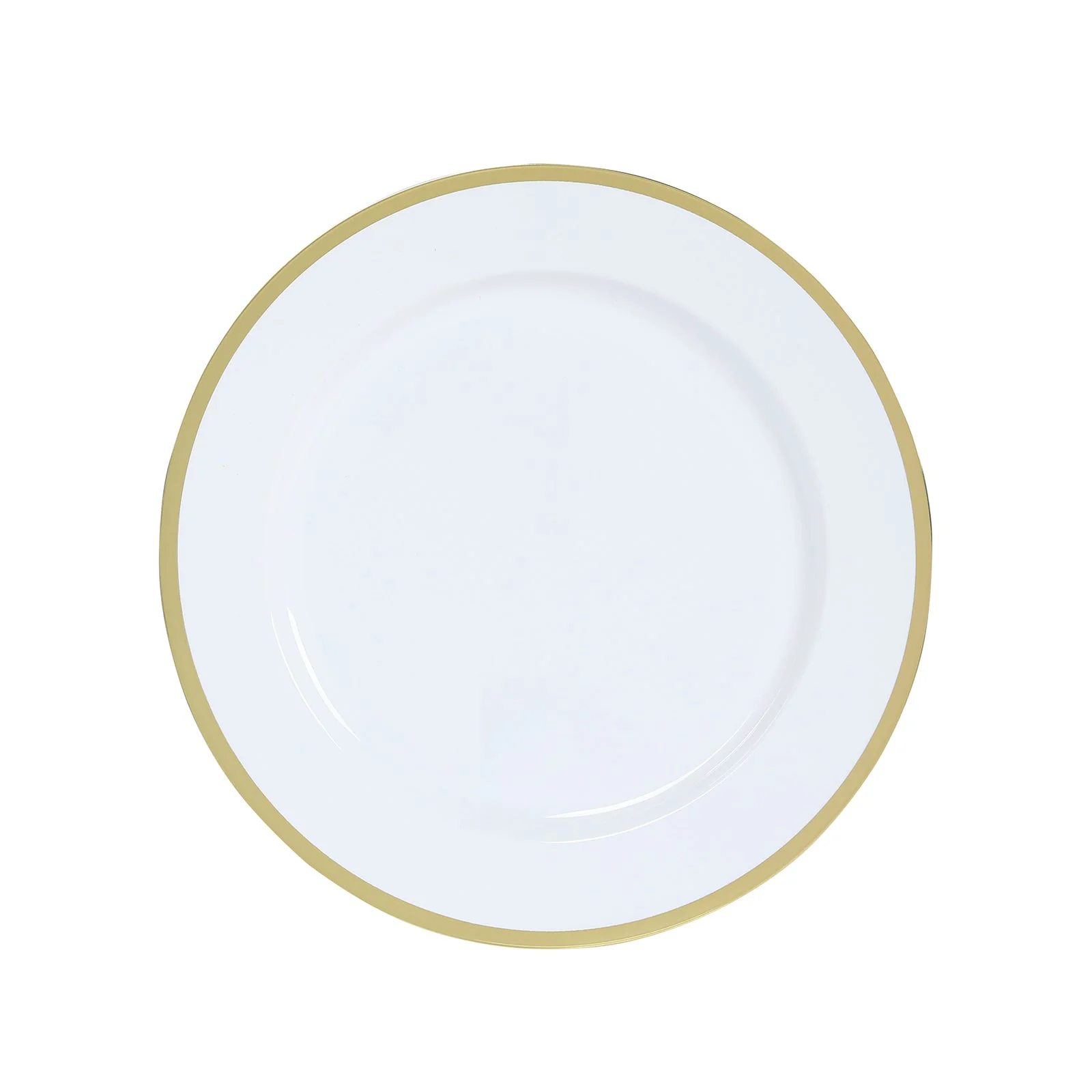 10-Pack Economy Plastic Charger Plates 12" Round White with Wide Gold Rim - Decorative Dinner Party Serving Plates - Image 5