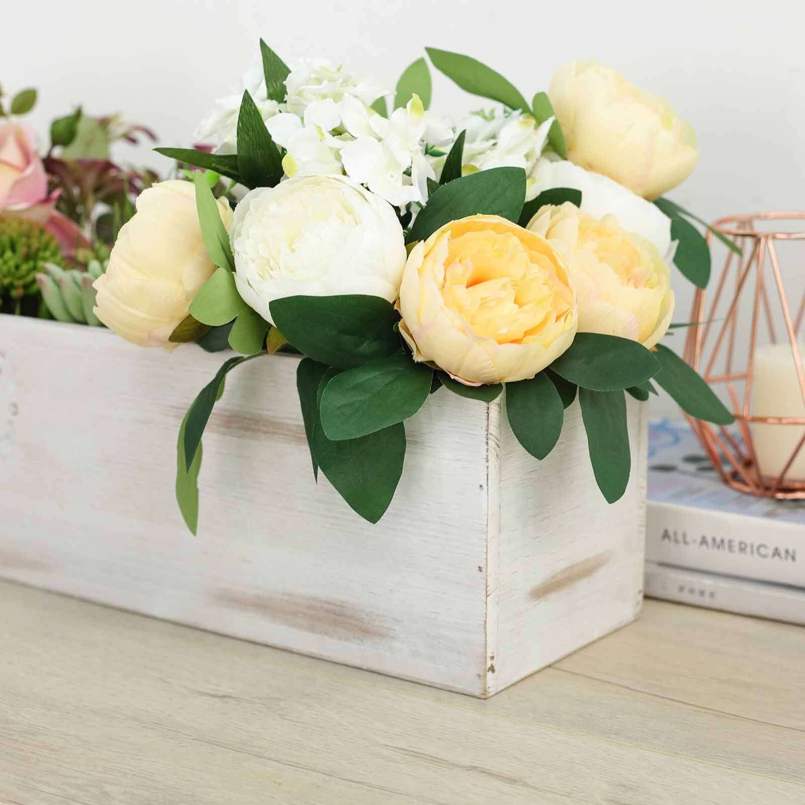 Whitewash Wood Planter Box Rectangular 24"x6" with Plastic Liner - Stylish Long Accent for Displays - Image 2