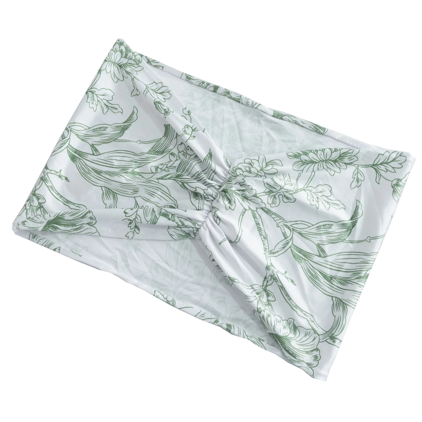 5 Pack French Toile Spandex Chair Sashes White Dusty Sage Green – 8"x13" Ruffled Stretch Chair Bands for Weddings & Events - Image 5
