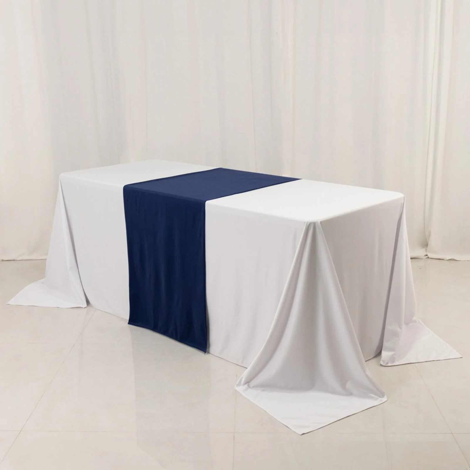 Wide Polyester Table Runner 24"x72" Navy Blue - Durable Trade Show and Exhibitions Table Decor - Image 2