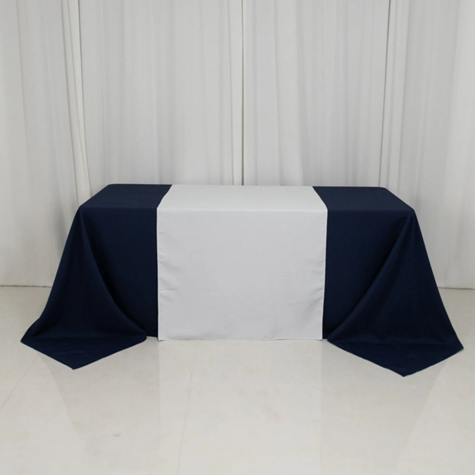 Wide Polyester Table Runner 36"x72" White - Durable Trade Show and Exhibitions Table Decor