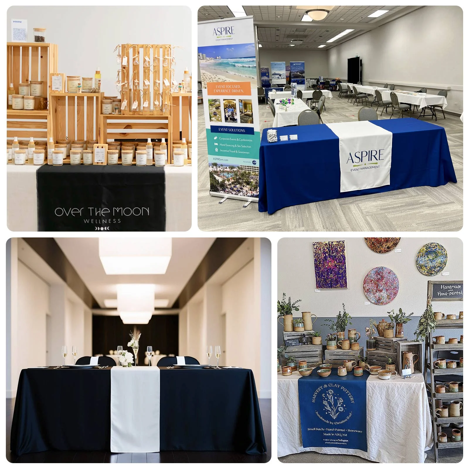 Wide Polyester Table Runner 36"x72" White - Durable Trade Show and Exhibitions Table Decor - Image 5