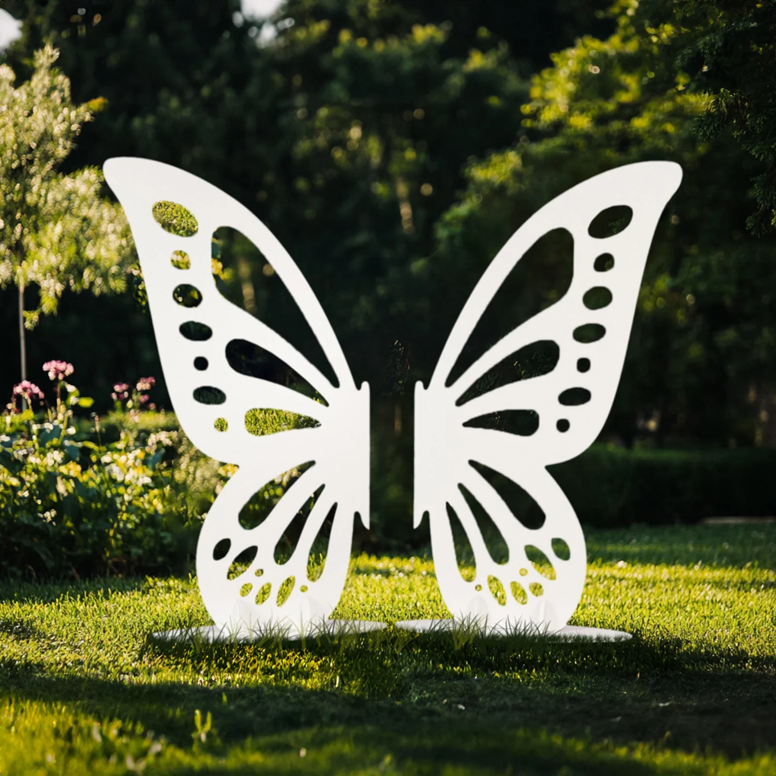 Wooden Butterfly Wings Party Backdrop, Freestanding Large Butterfly Cut-Out Stand Photo Prop - White, 4.5ftx3.5ft - Image 4