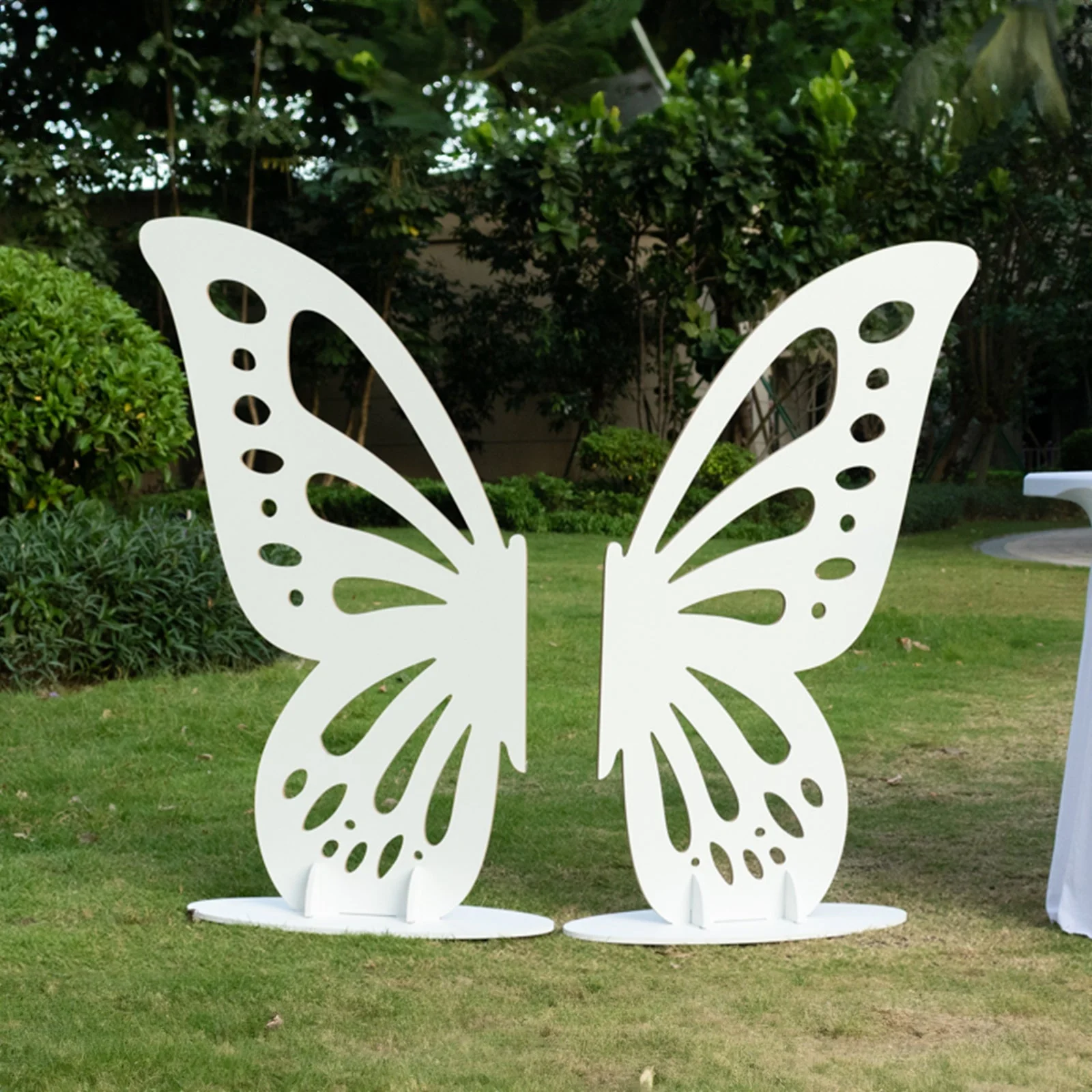 Wooden Butterfly Wings Party Backdrop, Freestanding Large Butterfly Cut-Out Stand Photo Prop - White, 4.5ftx3.5ft - Image 5