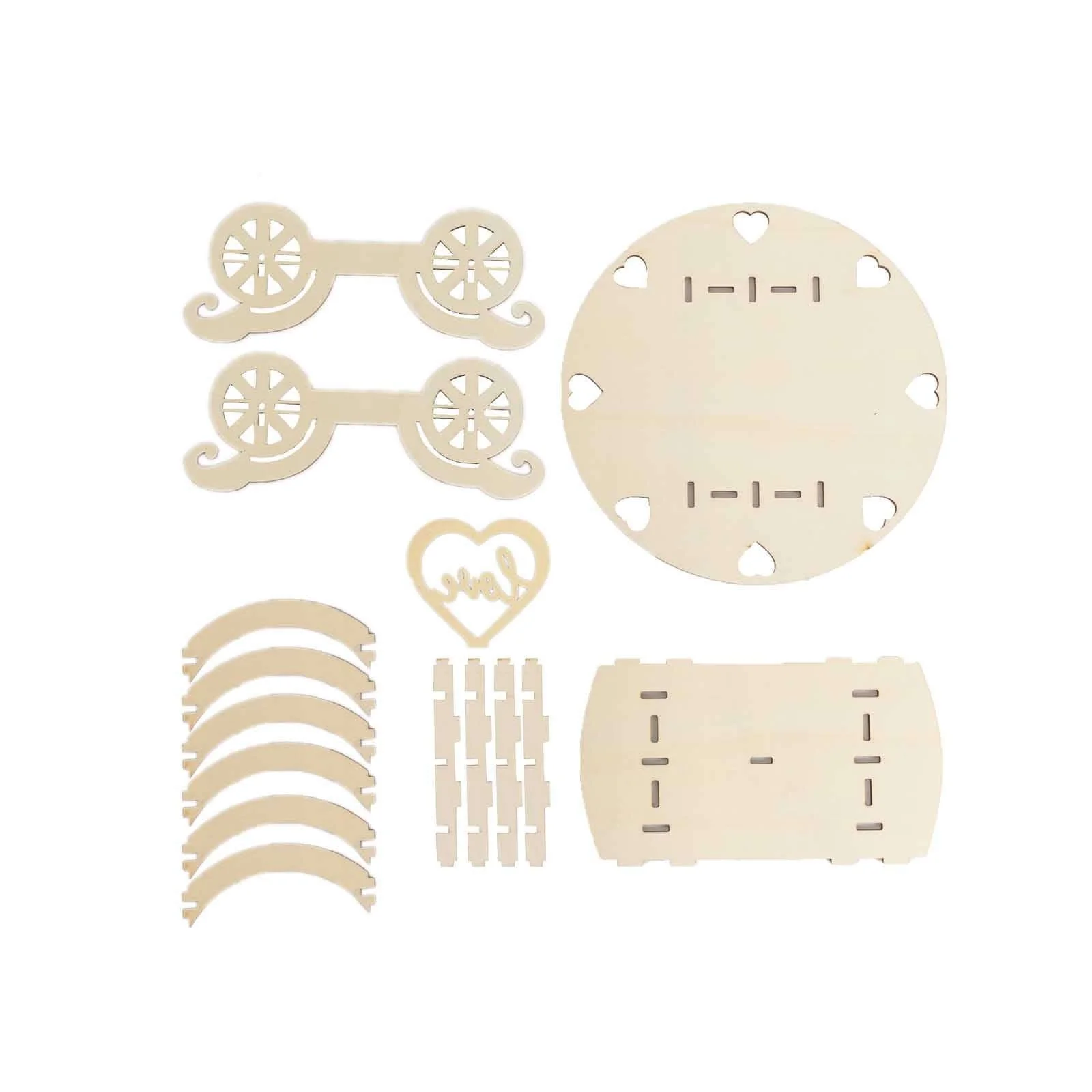 Wooden Wedding Cake Stand 12" Carriage Shape Natural with Laser Cut Design - Round Cupcake Holder Display Plate - Image 13